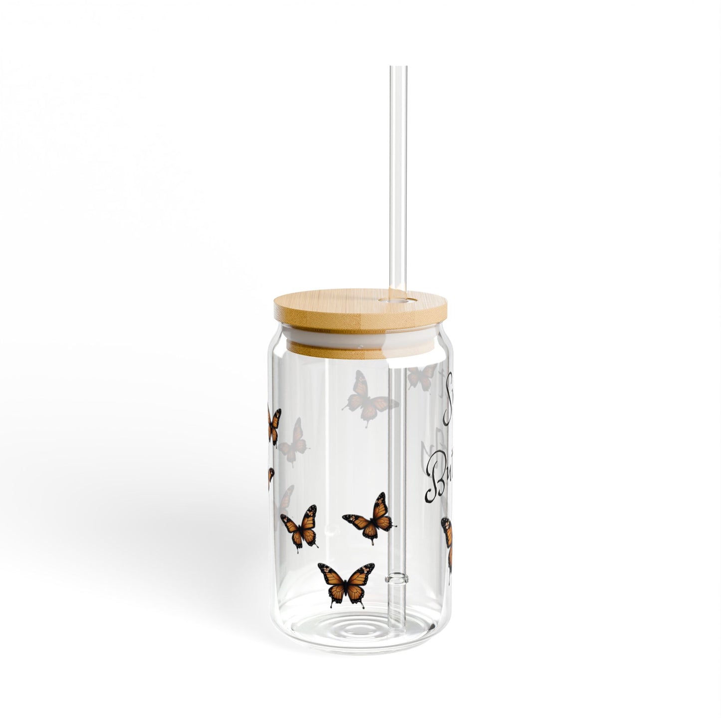 A1) Sipper Glass, 16oz 'Sweet Butterfly 2''