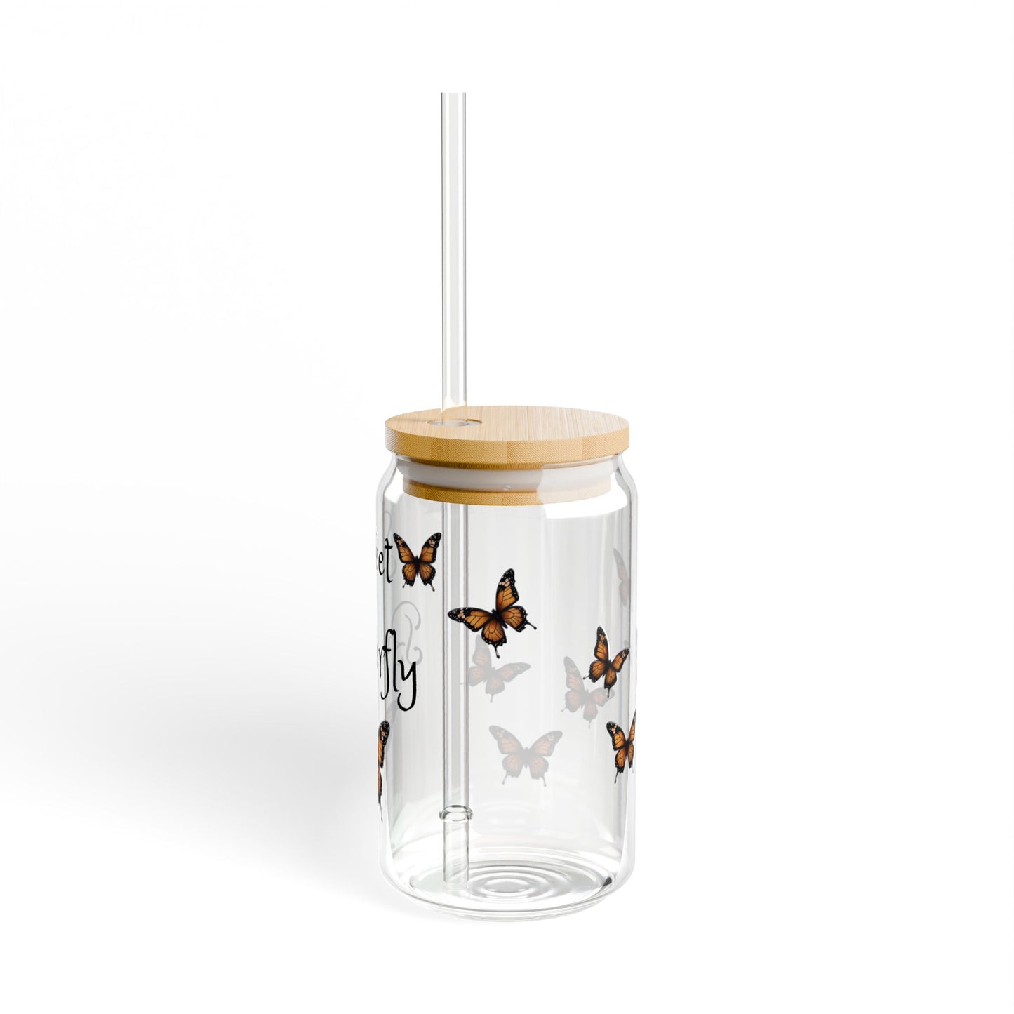 A1) Sipper Glass, 16oz 'Sweet Butterfly 2''