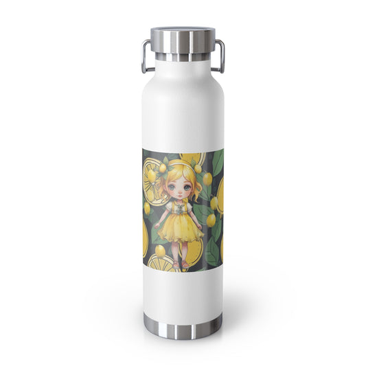 A2) Copper Vacuum Insulated Bottle, 22oz 'Lemon Girl'