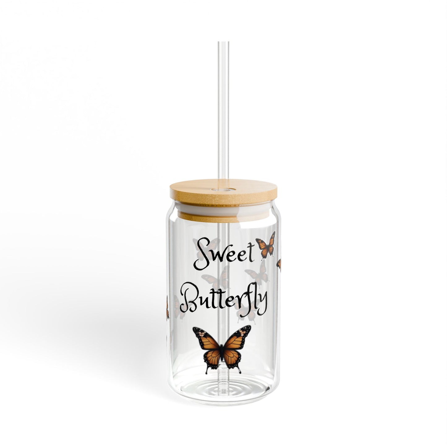 A1) Sipper Glass, 16oz 'Sweet Butterfly 2''