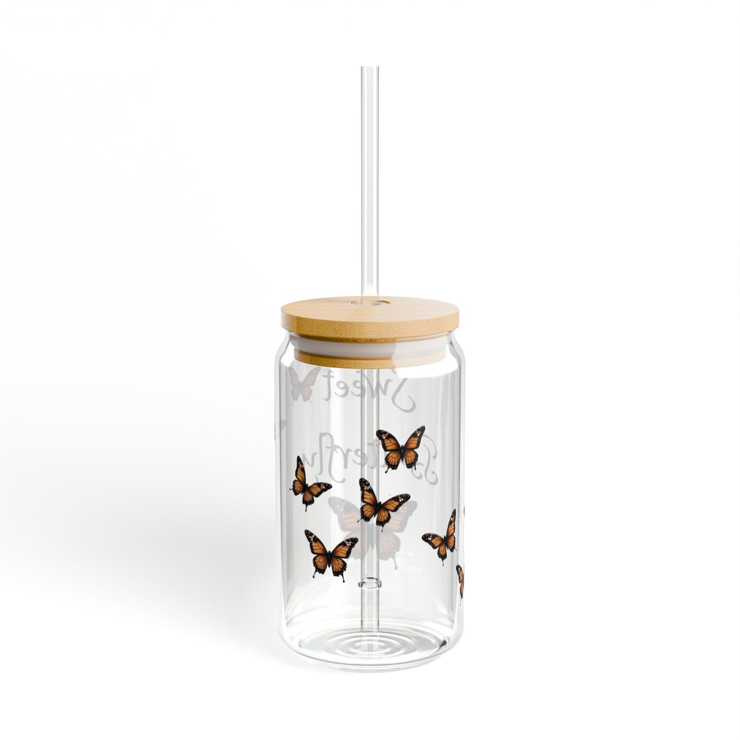 A1) Sipper Glass, 16oz 'Sweet Butterfly 2''